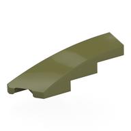 Brick Wedged, Curved 1 × 4 with Stud Notch Left Olive Green