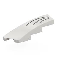 Brick Wedged, Curved 1 × 4 with Stud Notch Left with Dark Bluish Grey Whiskers print White