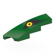 Brick Wedged, Curved 1 × 4 with Stud Notch Left with Yellow Eye on Black Background print Grün