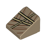 Brick Sloped 30° 1 × 1 × 2/3 (Cheese Slope) with Cloth, Tan Rope/Straps print Dark Tan