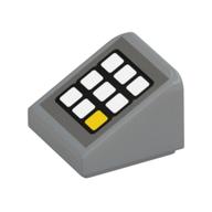 Brick Sloped 30° 1 × 1 × 2/3 (Cheese Slope) with Keypad, 8 White Buttons, 1 Yellow print