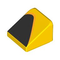 Brick Sloped 30° 1 × 1 × 2/3 with Black Triangle print Gelb