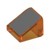Brick Sloped 30° 1 × 1 × 2/3 with Silver Surface Print in Trans-Orange