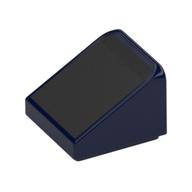Brick Sloped 30° 1 × 1 × 2/3 with Black Surface print Dark Blue