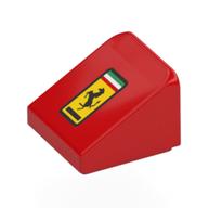 Brick Sloped 30° 1 × 1 × 2/3 (Cheese Slope) with Ferrari Logo print Red