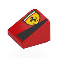 Brick Sloped 30° 1 × 1 × 2/3 (Cheese Slope) with Ferrari Logo, Black Triangle print Rot