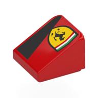 Brick Sloped 30° 1 × 1 × 2/3 (Cheese Slope) with Ferrari Logo, Black Triangle print Rot