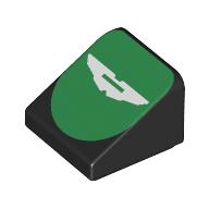 Brick Sloped 30° 1 × 1 × 2/3 (Cheese Slope) with White Aston Martin Logo on Green background print Black
