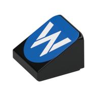 Brick Sloped 30° 1 × 1 × 2/3 (Cheese Slope) with White 'W' on Blue Background print Schwarz