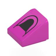 Brick Sloped 30° 1 × 1 × 2/3 (Cheese Slope) with Black Safety Bar print Dunkelrosa