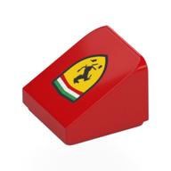 Brick Sloped 30° 1 × 1 × 2/3 (Cheese Slope) with Ferrari Logo print Red
