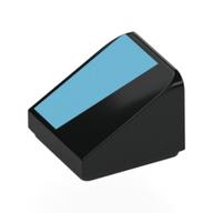 Brick Sloped 30° 1 × 1 × 2/3 (Cheese Slope) with Medium Azure Shape print Black