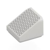 Brick Sloped 30° 1 × 1 × 2/3 (Cheese Slope) with Silver Mesh print Weiß