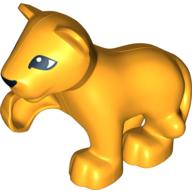 Duplo Animal Lion Cub with Raised Paw and Black Nose and Eyes Print Leuchtendes Hellorange