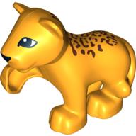 Duplo Animal Leopard Cub with Raised Paw and Spots Print Leuchtendes Hellorange