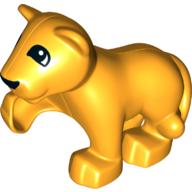 Duplo Animal Lion Cub with Raised Paw and Black Nose and Semi-circular Eyes Print Leuchtendes Hellorange
