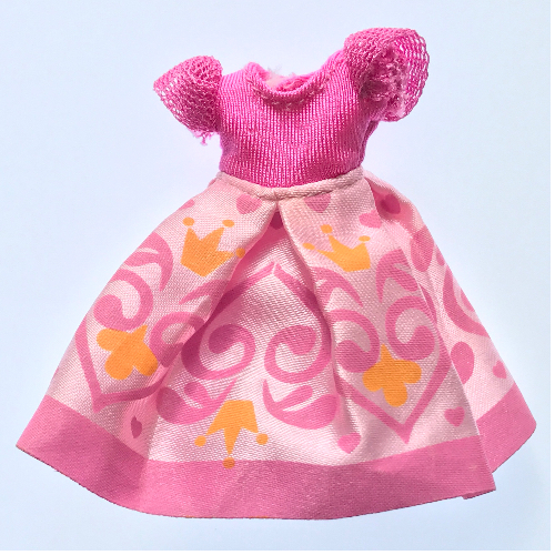 Belville, Dress, Child, Long, Short Net Sleeves, Pink Skirt with Crown and Swirls Pattern Dunkelrosa