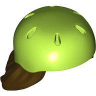 Hair and Helmet, Mid-Length with Lime Bike Helmet pattern Dunkelbraun