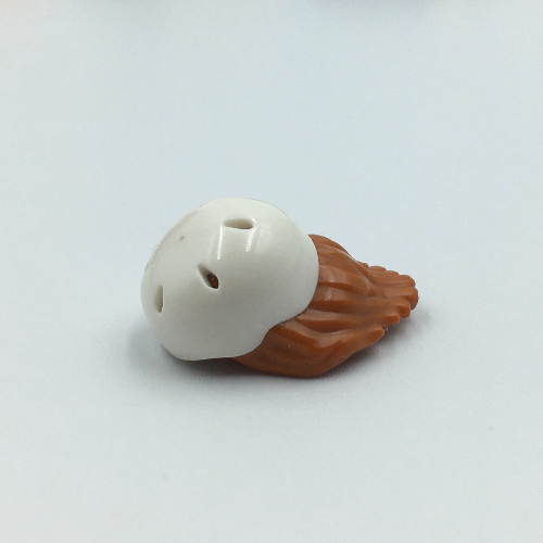 Hair and Helmet, Mid-Length with White Bike Helmet pattern Dunkelorange
