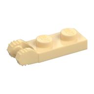 Hinge Plate 1 × 2 Locking with 2 Fingers On End, without Groove, 7 Teeth Beige