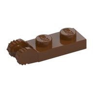 Hinge Plate 1 × 2 Locking with 2 Fingers On End, without Groove, 7 Teeth Reddish Brown
