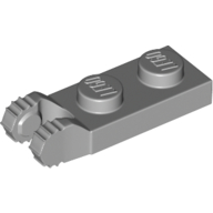Hinge Plate 1 × 2 Locking with 2 Fingers On End, without Groove, 7 Teeth Light Bluish Gray