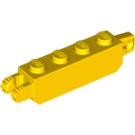 Hinge Brick 1 × 4 Locking with 1 Finger Vertical End and 2 Fingers Vertical End, 7 Teeth Gelb