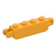 Hinge Brick 1 × 4 Locking with 1 Finger Vertical End and 2 Fingers Vertical End, 7 Teeth Leuchtendes Hellorange