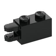 Hinge Brick 1 × 2 Locking with 2 Fingers Horizontal End, 7 Teeth Black