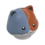 Minifig Head Special, Cat with Dark Orange/Sand Blue Top print Weiß