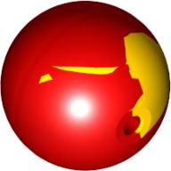 Projectile, Large Figure Weapon, Zamor Sphere / Ball with Marbled Bright Light Orange Pattern Rot