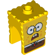 Minifig Head Special, SpongeBob with Open Downturned Mouth Print Gelb