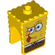 Minifig Head Special, SpongeBob with Tongue Out Print Yellow
