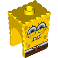 Minifig Head Special, SpongeBob with Half-Open Eyes Print Gelb