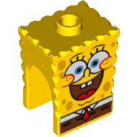 Minifig Head Special, SpongeBob with Open Smile Large Print Yellow