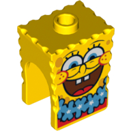 Minifig Head Special, SpongeBob with Open Smile Large and Blue Lei Print Gelb