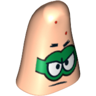 Minifig Head Special, Starfish with Bright Green Mask Print (Patrick) Light Nougat