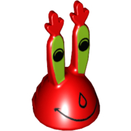 Minifig Head Special, Mr. Krabs with Closed Mouth Print Red