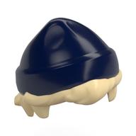 Hair and Hat, Short Hair and Beanie Dark Blue pattern Tan