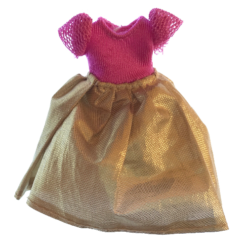 Belville, Dress, Child, Long, Short Net Sleeves, Gold Skirt Dark Pink