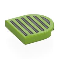 Tile Round 2 × 2 Half Circle with Dark Bluish Grey Grille print Lime