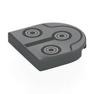 Tile Round 2 × 2 Half Circle with Black/Silver Circles (Snowtrooper Mask) print Dark Bluish Gray