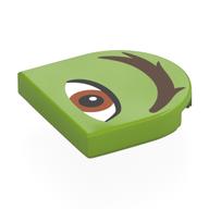 Tile Round 2 × 2 Half Circle with Reddish Brown Eye, Dark Brown Eyebrow Right print Lime