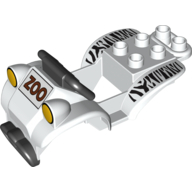Duplo Quad Bike Top 4 × 8 × 2 - Black Handlebars and 'ZOO' and Safari Stripe Print Weiß