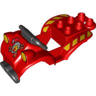 Duplo Quad Bike Top 4 × 8 × 2 - Black Handlebars & Red Fire Print Red