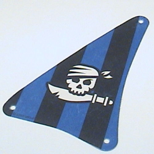 Sail, Triangular, 15 × 22 with Black and Blue Stripes, Skull and Cutlass Print White