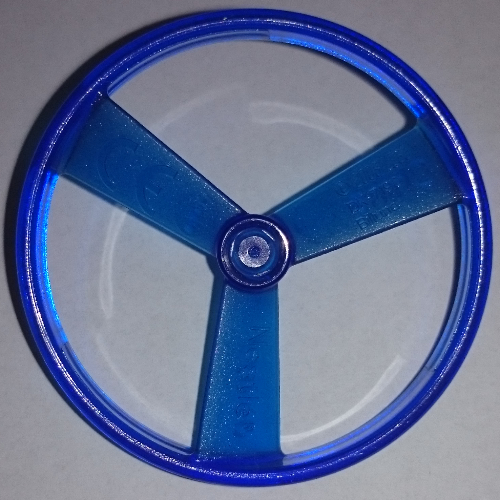 Projectile, Disk / Rotor / Propeller 3 Blade with Flywheel Pin in Trans-Dark Blue
