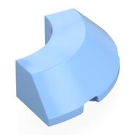 Brick Round Corner 4 × 4 × 1 with Bottom Cut Outs, No Studs, Flat Top Bright Light Blue