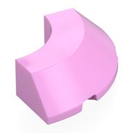 Brick Round Corner 4 × 4 × 1 with Bottom Cut Outs, No Studs, Flat Top Bright Pink