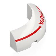Brick Round Corner 4 × 4 × 1 with Red Line, 'PAPA' print Weiß